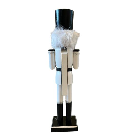 (2) Christmas Nutcracker Drummer Soldiers 14in Wood Black & White Checkered New - Picture 9 of 15